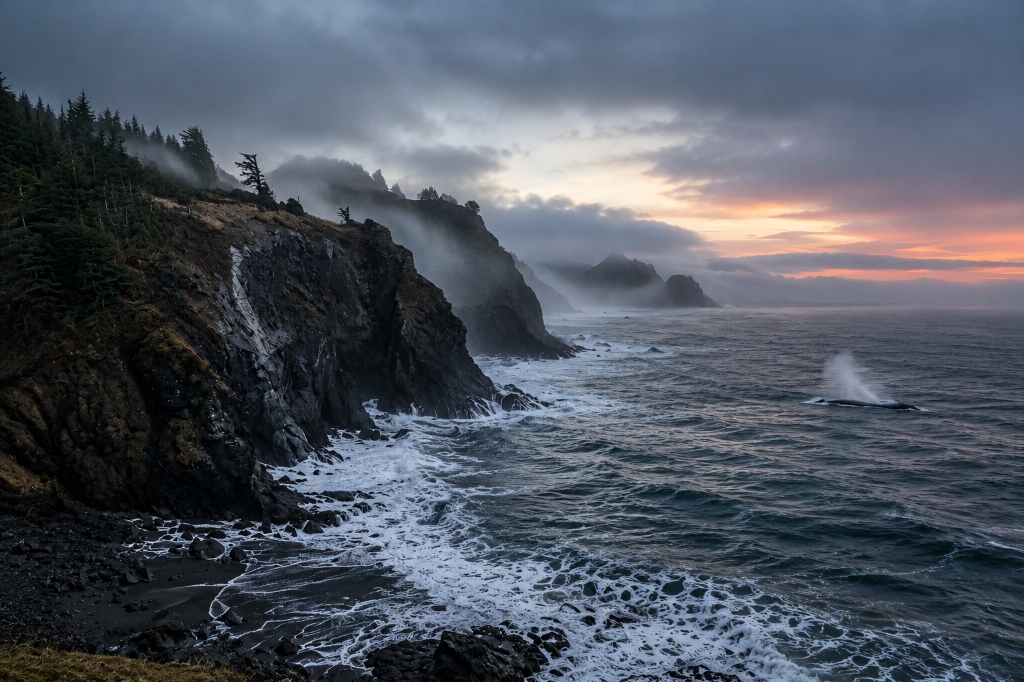 Pacific coastline at dawn